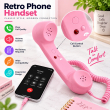 Retro Phone Handset with Type-C Connector | Wired Mobile Phone Receiver &amp; Microphone | C-Port Handset for Smartphones | Volume Control, Hands-Free Calling &amp; Comfortable Network Phone Receiver | iCare