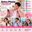 Retro Phone Handset with Type-C Connector | Wired Mobile Phone Receiver &amp; Microphone | C-Port Handset for Smartphones | Volume Control, Hands-Free Calling &amp; Comfortable Network Phone Receiver | iCare