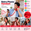 Retro Phone Handset with Type-C Connector | Wired Mobile Phone Receiver &amp; Microphone | C-Port Handset for Smartphones | Volume Control, Hands-Free Calling &amp; Comfortable Network Phone Receiver | iCare