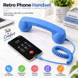 Retro Phone Handset with Type-C Connector | Wired Mobile Phone Receiver &amp; Microphone | C-Port Handset for Smartphones | Volume Control, Hands-Free Calling &amp; Comfortable Network Phone Receiver | iCare