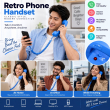 Retro Phone Handset with Type-C Connector | Wired Mobile Phone Receiver &amp; Microphone | C-Port Handset for Smartphones | Volume Control, Hands-Free Calling &amp; Comfortable Network Phone Receiver | iCare