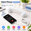 Retro Phone Handset with Type-C Connector | Wired Mobile Phone Receiver &amp; Microphone | C-Port Handset for Smartphones | Volume Control, Hands-Free Calling &amp; Comfortable Network Phone Receiver | iCare