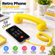 Retro Phone Handset with Type-C Connector | Wired Mobile Phone Receiver &amp; Microphone | C-Port Handset for Smartphones | Volume Control, Hands-Free Calling &amp; Comfortable Network Phone Receiver | iCare