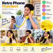 Retro Phone Handset with Type-C Connector | Wired Mobile Phone Receiver &amp; Microphone | C-Port Handset for Smartphones | Volume Control, Hands-Free Calling &amp; Comfortable Network Phone Receiver | iCare