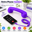 Retro Phone Handset with Type-C Connector | Wired Mobile Phone Receiver &amp; Microphone | C-Port Handset for Smartphones | Volume Control, Hands-Free Calling &amp; Comfortable Network Phone Receiver | iCare