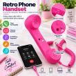 Retro Phone Handset with Type-C Connector | Wired Mobile Phone Receiver &amp; Microphone | C-Port Handset for Smartphones | Volume Control, Hands-Free Calling &amp; Comfortable Network Phone Receiver | iCare
