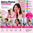 Retro Phone Handset with Type-C Connector | Wired Mobile Phone Receiver &amp; Microphone | C-Port Handset for Smartphones | Volume Control, Hands-Free Calling &amp; Comfortable Network Phone Receiver | iCare