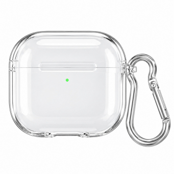 Transparent Silicon AirPods 5 Case, Clear Protective Cover with Carabiner, Precise Charging Port Cutout, LED Visible Design, Wireless Charging Support | iCare