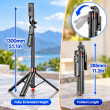 Auto Open Selfie Stick Tripod with Aluminium Alloy Pole | Foldable Mobile Phone Selfie Stick with Wireless Remote Control | 360&deg; Adjustable Phone Tripod Stand | iCare