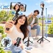 Auto Open Selfie Stick Tripod with Aluminium Alloy Pole | Foldable Mobile Phone Selfie Stick with Wireless Remote Control | 360&deg; Adjustable Phone Tripod Stand | iCare
