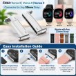 Metal Fitbit Versa 3, Versa 4 &amp; Sense 2 Watch Band Connector for Any 20mm Strap| Replacement Watch Strap Attacher for Smartwatch| iCare