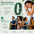 Soft Silicone Sport Strap Compatible for Google Fitbit Smartwatch | Breathable Lightweight Sweat-Resistant Replacement Wristband | Flexible Secure Buckle Band for Fitness, Sports, Sleep &amp; Daily Wear | iCare