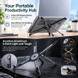 3-in-1 Foldable Laptop Stand with Magnetic Phone Holder| 8-Level Height Adjustable Computer Riser for 10&ndash;15.6 Inch| Aluminium Desk Stand | iCare