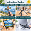3-in-1 Foldable Laptop Stand with Magnetic Phone Holder| 8-Level Height Adjustable Computer Riser for 10&ndash;15.6 Inch| Aluminium Desk Stand | iCare