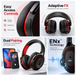 boAt Rockerz 413 Wireless Over-Ear Headphones with 40mm Drivers, Up to 60 Hours Playback, BEAST&trade; Mode, ENx&trade; Technology, Bluetooth Connectivity, Type-C Charging, Comfortable Cushioned Earcups (Black &amp; Red) | iCare