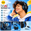 boAt Rockerz 413 Wireless Over-Ear Headphones with 40mm Drivers, Up to 60 Hours Playback, BEAST&trade; Mode, ENx&trade; Technology, Bluetooth Connectivity, Type-C Charging, Comfortable Cushioned Earcups (Black &amp; Red) | iCare