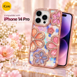 iPhone 14 Pro Glitter Flower Diamond Case, 3D Rhinestone Floral Phone Cover for Women &amp; Girls, Slim Shockproof Bling Case for Weddings, Parties &amp; Festive
