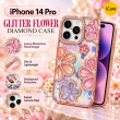 iPhone 14 Pro Glitter Flower Diamond Case, 3D Rhinestone Floral Phone Cover for Women &amp; Girls, Slim Shockproof Bling Case for Weddings, Parties &amp; Festive