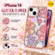 iPhone 14 Glitter Flower Diamond Case, 3D Rhinestone Floral Phone Cover for Women &amp; Girls, Slim Shockproof Bling Case for Weddings, Parties &amp; Festive