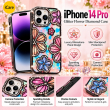 iPhone 14 Pro Glitter Flower Diamond Case, 3D Rhinestone Floral Phone Cover for Women &amp; Girls, Slim Shockproof Bling Case for Weddings, Parties &amp; Festive