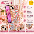 iPhone 14 Glitter Flower Diamond Case, 3D Rhinestone Floral Phone Cover for Women &amp; Girls, Slim Shockproof Bling Case for Weddings, Parties &amp; Festive
