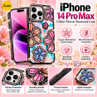 iPhone 14 Pro Max Glitter Flower Diamond Case, 3D Rhinestone Floral Phone Cover for Women &amp; Girls, Slim Shockproof Bling Case for Weddings, Parties &amp; Festive