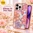 iPhone 14 Pro Max Glitter Flower Diamond Case, 3D Rhinestone Floral Phone Cover for Women &amp; Girls, Slim Shockproof Bling Case for Weddings, Parties &amp; Festive