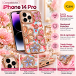 iPhone 14 Pro Glitter Flower Diamond Case, 3D Rhinestone Floral Phone Cover for Women &amp; Girls, Slim Shockproof Bling Case for Weddings, Parties &amp; Festive