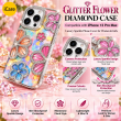 iPhone 13 Pro Max Glitter Flower Diamond Case, 3D Rhinestone Floral Phone Cover for Women &amp; Girls, Slim Shockproof Protective Case for Parties, Weddings &amp; Festive