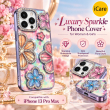 iPhone 13 Pro Max Glitter Flower Diamond Case, 3D Rhinestone Floral Phone Cover for Women &amp; Girls, Slim Shockproof Protective Case for Parties, Weddings &amp; Festive