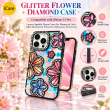 iPhone 13 Pro Glitter Flower Diamond Case, 3D Rhinestone Floral Phone Cover for Women &amp; Girls, Slim Shockproof Protective Case for Parties, Weddings &amp; Festive