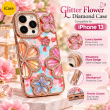 iPhone 13 Glitter Flower Diamond Case, 3D Rhinestone Floral Phone Cover for Women &amp; Girls, Slim Shockproof Protective Case for Parties, Weddings &amp; Festive