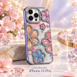 iPhone 13 Pro Glitter Flower Diamond Case, 3D Rhinestone Floral Phone Cover for Women &amp; Girls, Slim Shockproof Protective Case for Parties, Weddings &amp; Festive