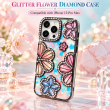 iPhone 13 Pro Max Glitter Flower Diamond Case, 3D Rhinestone Floral Phone Cover for Women &amp; Girls, Slim Shockproof Protective Case for Parties, Weddings &amp; Festive