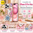 Glitter Flower Diamond Case For iPhone 15 Pro Max, 3D Rhinestone Floral Phone Cover, Slim Shockproof Protective Bling Case, Mobile Case for Women &amp; Girls