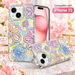 Glitter Flower Diamond Case For iPhone 15, 3D Rhinestone Floral Phone Cover, Slim Shockproof Protective Bling Case, Mobile Case for Women &amp; Girls