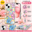 Glitter Flower Diamond Case For iPhone 15, 3D Rhinestone Floral Phone Cover, Slim Shockproof Protective Bling Case, Mobile Case for Women &amp; Girls