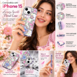 Glitter Flower Diamond Case For iPhone 15 Pro Max, 3D Rhinestone Floral Phone Cover, Slim Shockproof Protective Bling Case, Mobile Case for Women &amp; Girls