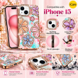 Glitter Flower Diamond Case For iPhone 15, 3D Rhinestone Floral Phone Cover, Slim Shockproof Protective Bling Case, Mobile Case for Women &amp; Girls