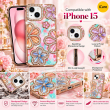 Glitter Flower Diamond Case For iPhone 15, 3D Rhinestone Floral Phone Cover, Slim Shockproof Protective Bling Case, Mobile Case for Women &amp; Girls