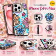 Glitter Flower Diamond Case For iPhone 15 Pro Max, 3D Rhinestone Floral Phone Cover, Slim Shockproof Protective Bling Case, Mobile Case for Women &amp; Girls