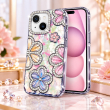 Glitter Flower Diamond Case For iPhone 15 Pro, 3D Rhinestone Floral Phone Cover, Slim Shockproof Protective Bling Case, Mobile Case for Women &amp; Girls