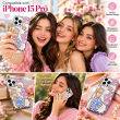 Glitter Flower Diamond Case For iPhone 15 Pro, 3D Rhinestone Floral Phone Cover, Slim Shockproof Protective Bling Case, Mobile Case for Women &amp; Girls
