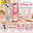 Glitter Flower Diamond Case For iPhone 15, 3D Rhinestone Floral Phone Cover, Slim Shockproof Protective Bling Case, Mobile Case for Women &amp; Girls