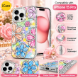 Glitter Flower Diamond Case For iPhone 15 Pro, 3D Rhinestone Floral Phone Cover, Slim Shockproof Protective Bling Case, Mobile Case for Women &amp; Girls