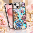 Glitter Flower Diamond Case For iPhone 15, 3D Rhinestone Floral Phone Cover, Slim Shockproof Protective Bling Case, Mobile Case for Women &amp; Girls