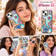 Glitter Flower Diamond Case For iPhone 15, 3D Rhinestone Floral Phone Cover, Slim Shockproof Protective Bling Case, Mobile Case for Women &amp; Girls