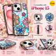 Glitter Flower Diamond Case For iPhone 15, 3D Rhinestone Floral Phone Cover, Slim Shockproof Protective Bling Case, Mobile Case for Women &amp; Girls