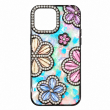 Glitter Flower Diamond Case For iPhone 15, 3D Rhinestone Floral Phone Cover, Slim Shockproof Protective Bling Case, Mobile Case for Women &amp; Girls