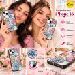 Glitter Flower Diamond Case For iPhone 15, 3D Rhinestone Floral Phone Cover, Slim Shockproof Protective Bling Case, Mobile Case for Women &amp; Girls